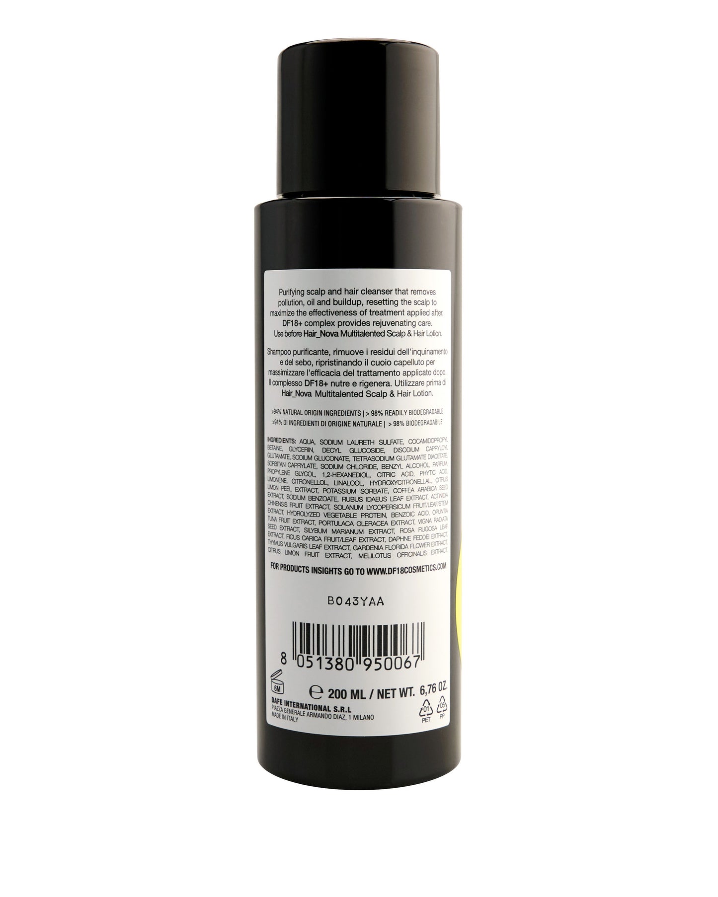 Flacone di Reset_0, lo shampoo purificante ad azione chelante di DF18+