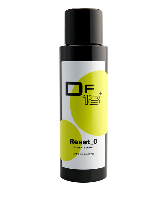 Reset_0, the innovative purifying and chelating shampoo by DF18+. 